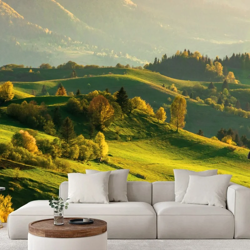 Papier peint douceur des collines au coucher du soleil – Wallnifity® Papier peint douceur des collines au coucher du soleil – Wallnifity®
