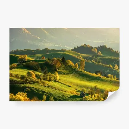 Papier peint douceur des collines au coucher du soleil – Wallnifity®