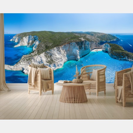 Papier peint falaise d'azur et criques paradisiaques – Wallnifity®