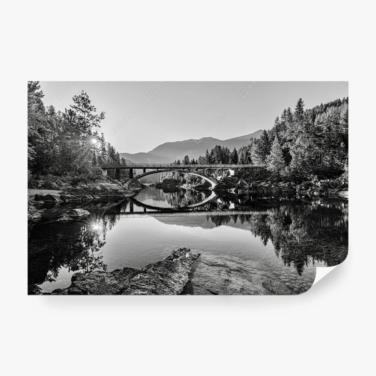 Papier peint arche et reflet sur la rivière au lever du soleil – Wallnifity®