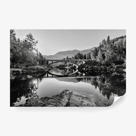 Papier peint arche et reflet sur la rivière au lever du soleil – Wallnifity®