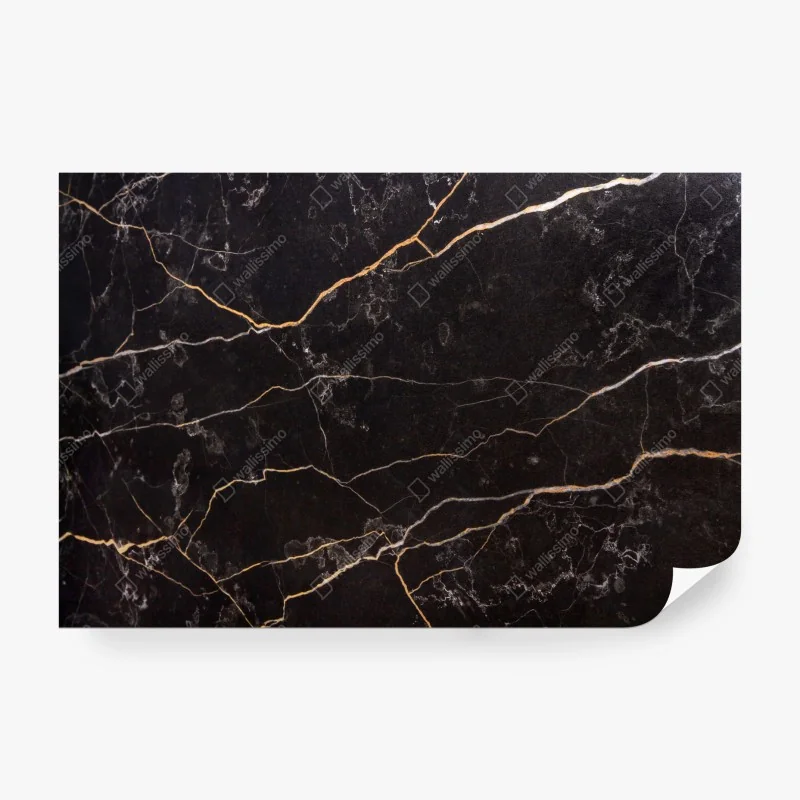 Papier peint marbre noir aux veines dorées – Wallnifity®