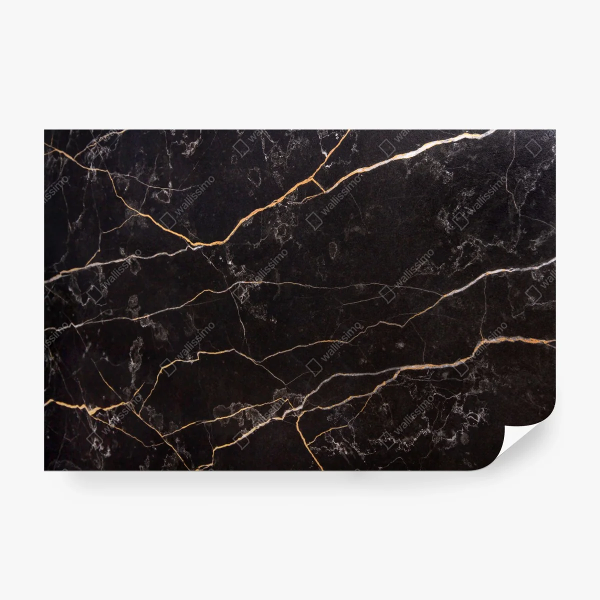 Papier peint marbre noir aux veines dorées – Wallnifity®