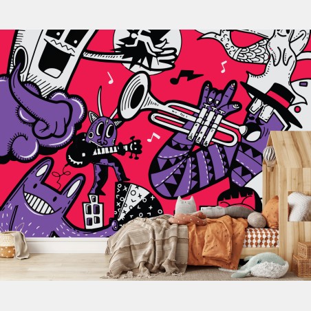 Papier peint orchestre de monstres pop et fantaisie – Wallnifity®