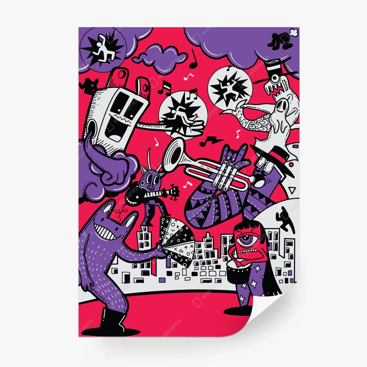 Papier peint orchestre de monstres pop et fantaisie – Wallnifity®
