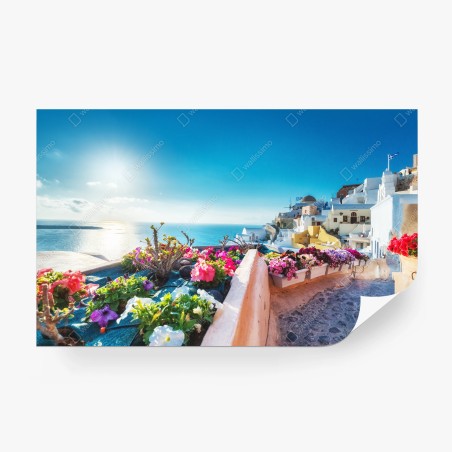 Papier peint évasion à Santorin au bord de la mer – Wallnifity®