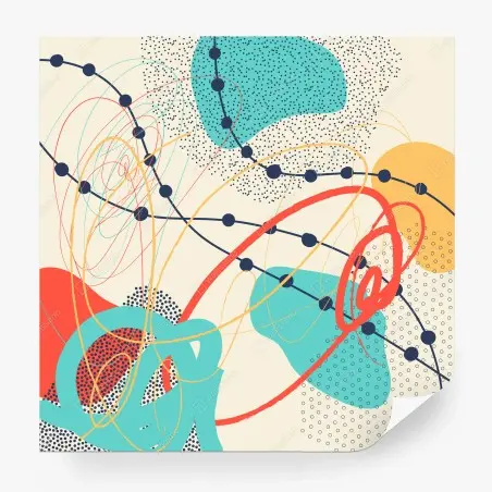 Papier peint composition abstraite aux couleurs vives et formes organiques – Wallnifity®