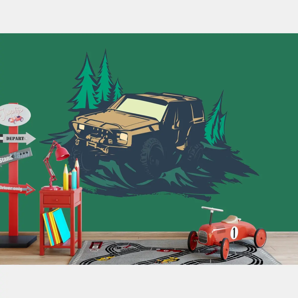 Papier peint aventure tout-terrain en forêt – Wallnifity®
