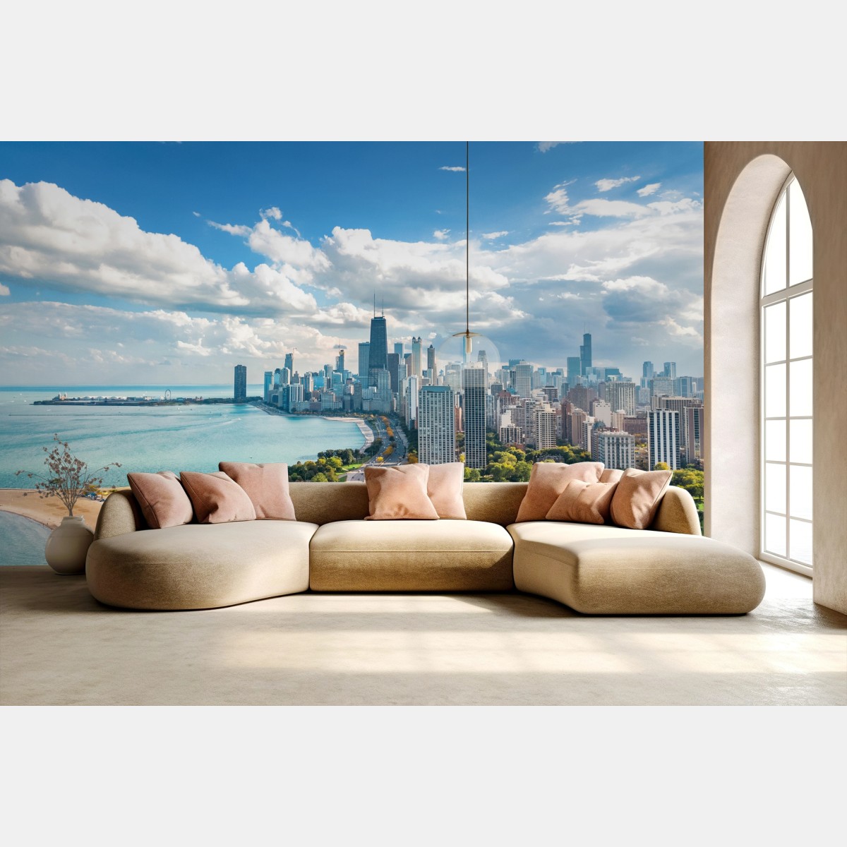 Papier peint horizon urbain de Chicago au bord du lac – Wallnifity®