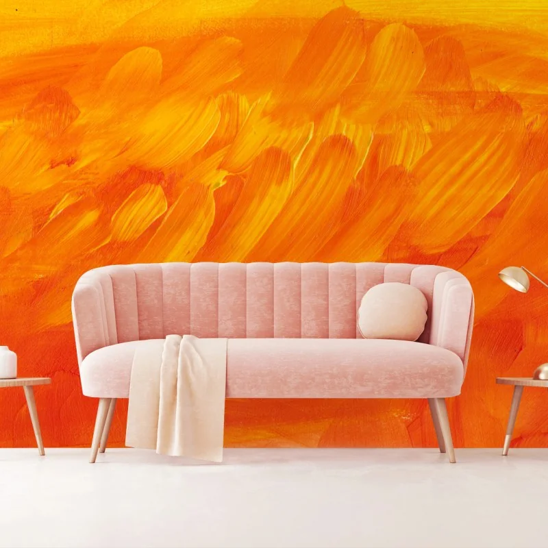 Papier peint abstraction lumineuse orange et jaune – Wallnifity®