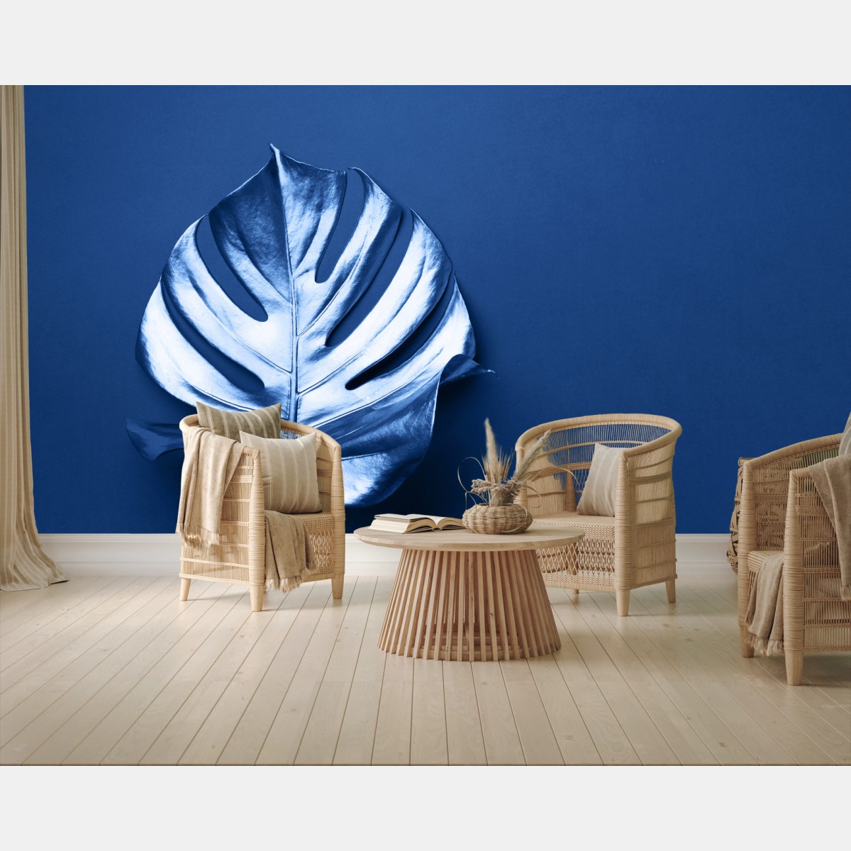 Papier peint feuille monstera bleue minimaliste – Wallnifity® Papier peint feuille monstera bleue minimaliste – Wallnifity®