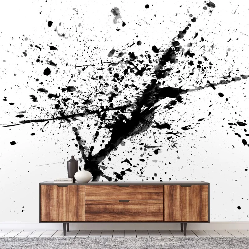 Papier peint éclaboussures d'encre monochrome – Wallnifity®
