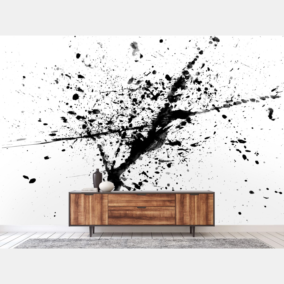 Papier peint éclaboussures d'encre monochrome – Wallnifity®