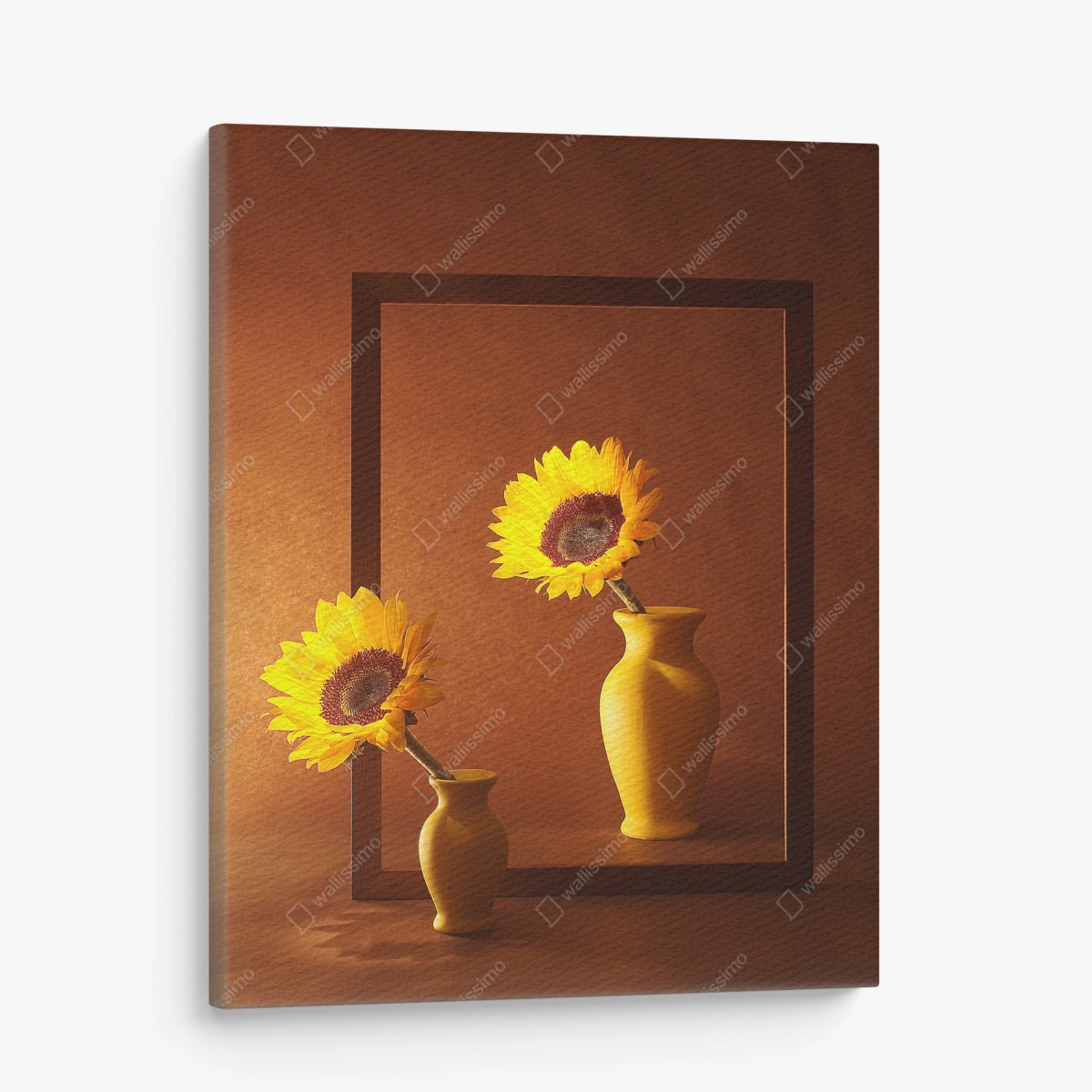 Tableau sur toile tournesols en vase et reflet chaleureux – Wallnifity®