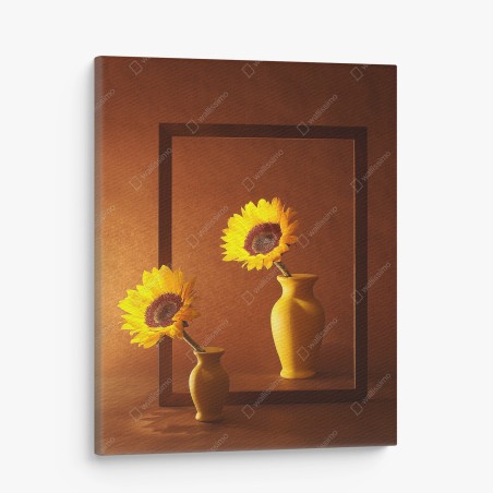 Tableau sur toile tournesols en vase et reflet chaleureux – Wallnifity®