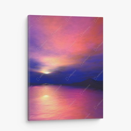 Tableau sur toile crépuscule sur lac et montagnes – Wallnifity®