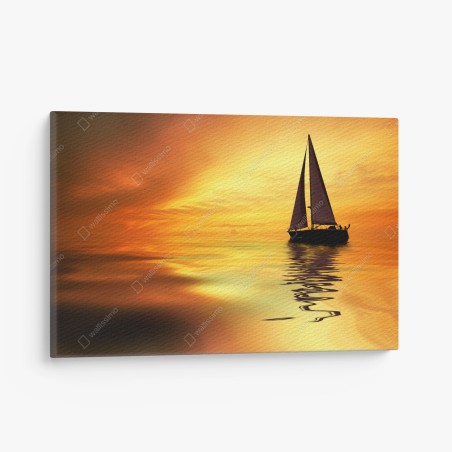 Tableau sur toile voilier au coucher de soleil doré – Wallnifity®