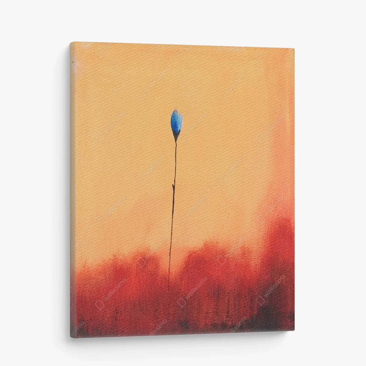 Tableau sur toile fleur bleue minimaliste sur fond orangé – Wallnifity® Tableau sur toile fleur bleue minimaliste sur fond orangé – Wallnifity®