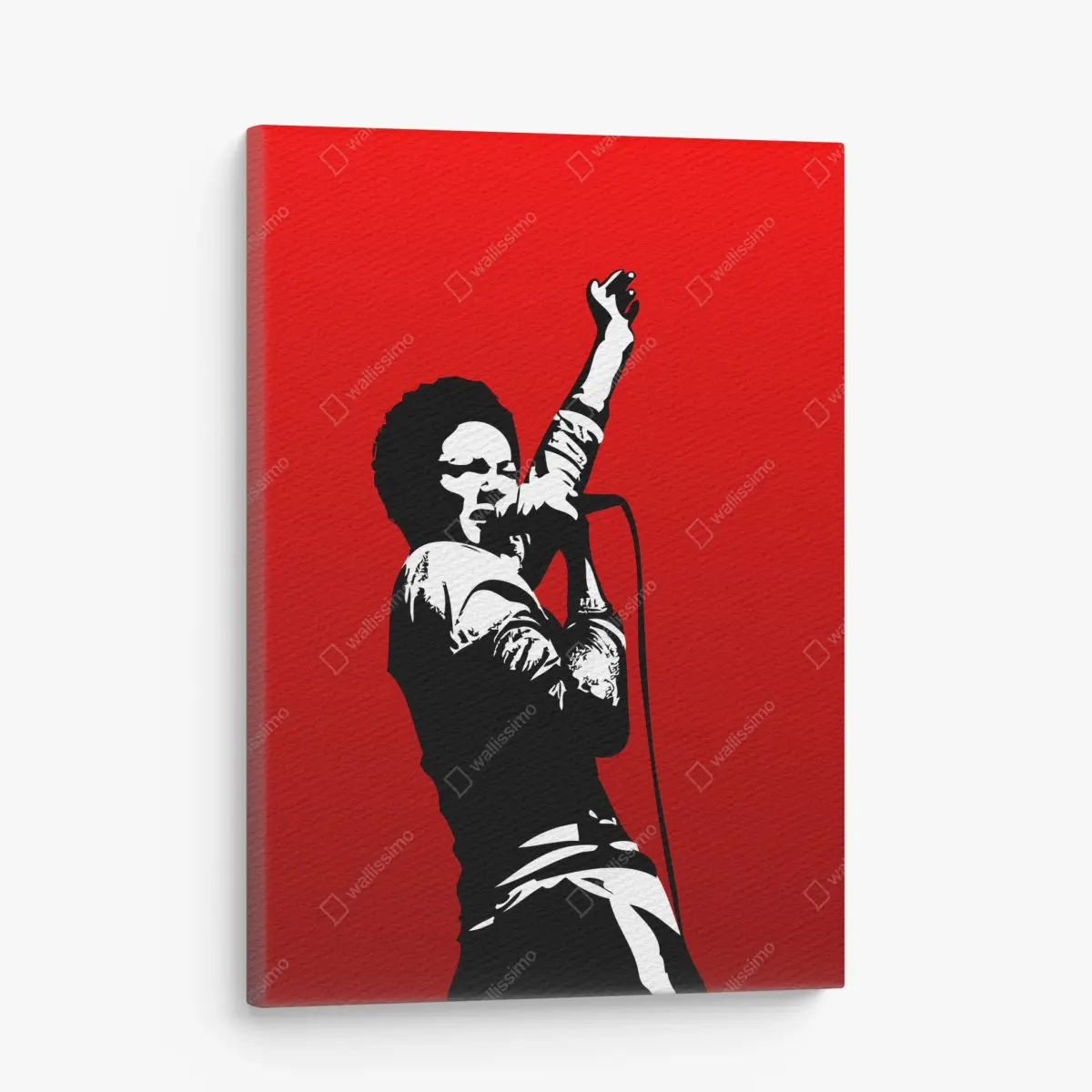 Tableau sur toile icône de chanteur en silhouette sur fond rouge – Wallnifity®