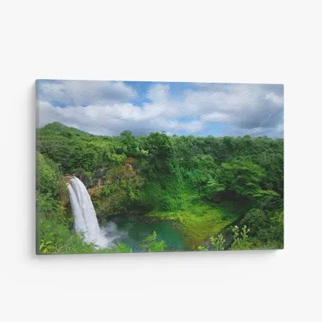 Tableau sur toile cascade tropicale d'Hawaï au cœur de verdure – Wallnifity®