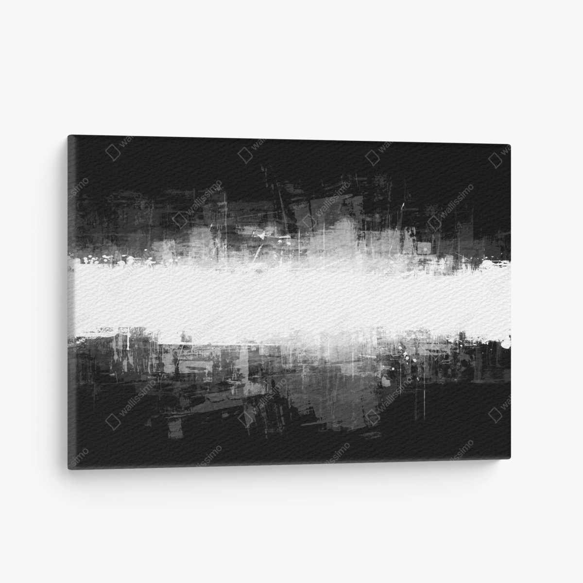 Tableau sur toile bande blanche abstraite sur fond noir – Wallnifity®