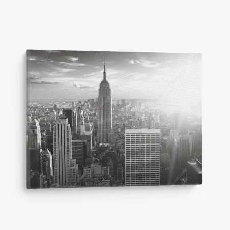 Tableau sur toile panorama urbain de New York en noir et blanc – Wallnifity®