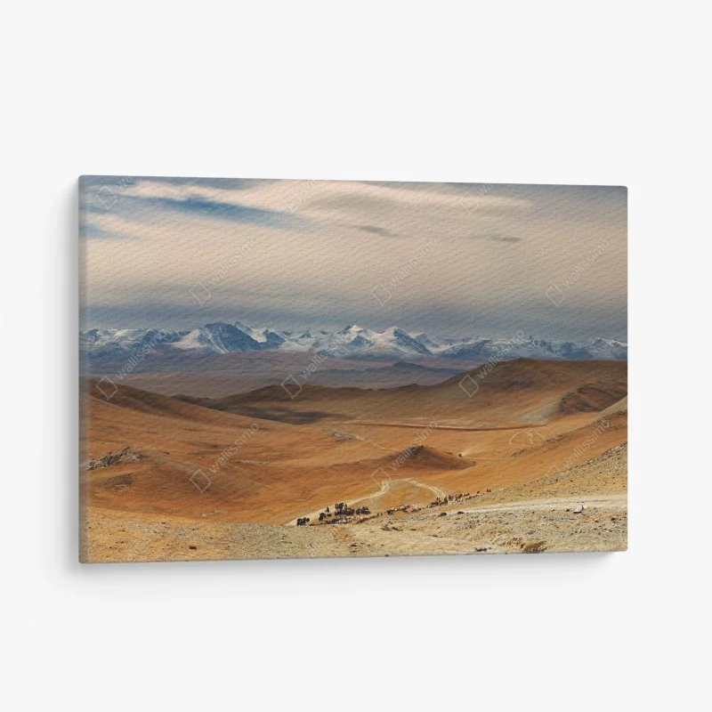 Tableau sur toile nomades Mongols et troupeaux en Mongolie – Wallnifity®