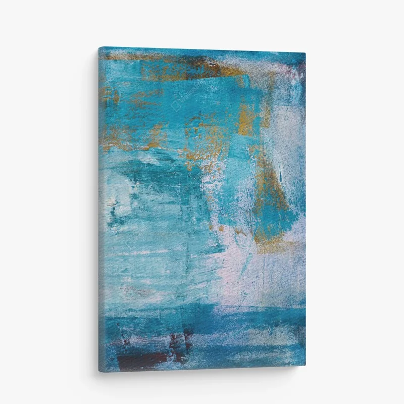 Tableau sur toile abstraction marine turquoise et dorée – Wallnifity®