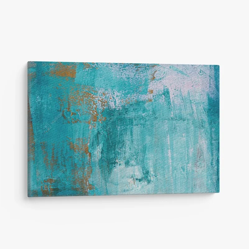 Tableau sur toile vagues turquoises aux touches dorées – Wallnifity®