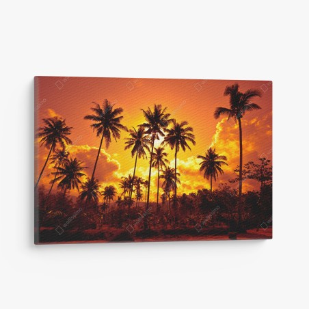 Tableau sur toile ciel en feu et palmiers tropicaux – Wallnifity®