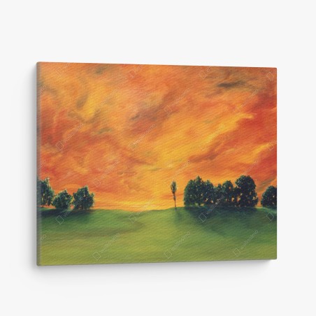 Tableau sur toile ciel en feu au-dessus de la prairie – Wallnifity®