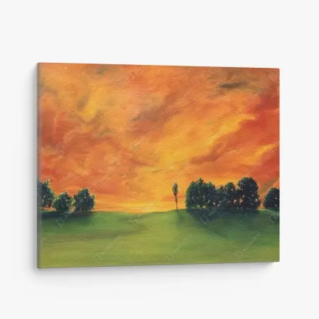 Tableau sur toile ciel en feu au-dessus de la prairie – Wallnifity®