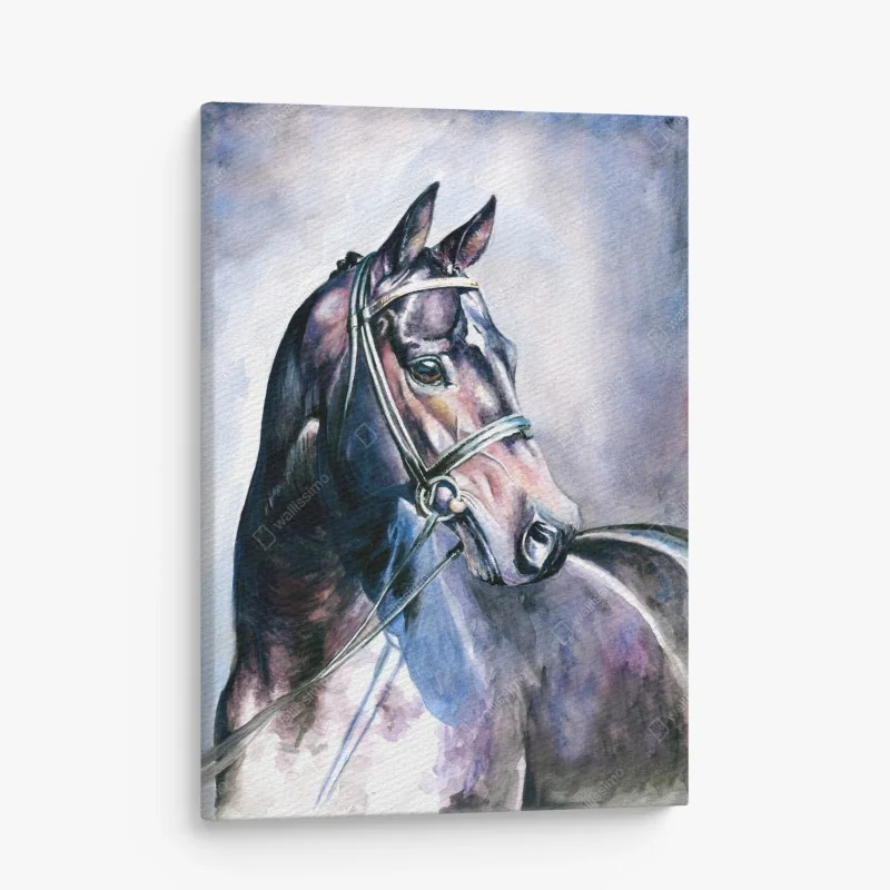 Tableau sur toile portrait de cheval en aquarelle élégant – Wallnifity® Tableau sur toile portrait de cheval en aquarelle élégant – Wallnifity®