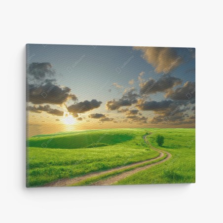 Tableau sur toile paysage champêtre au soleil couchant – Wallnifity®