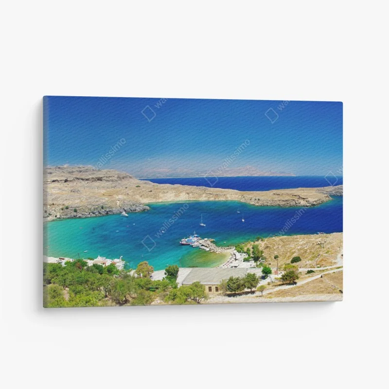 Tableau sur toile baie aux eaux turquoises et falaises dorées – Wallnifity®