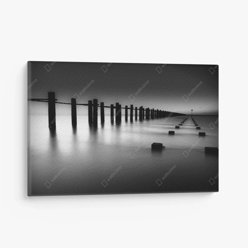 Tableau sur toile silhouette de pilotis marins en noir et blanc – Wallnifity®