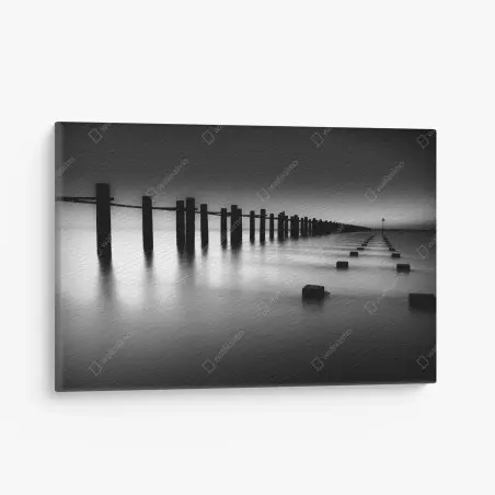 Tableau sur toile silhouette de pilotis marins en noir et blanc – Wallnifity®