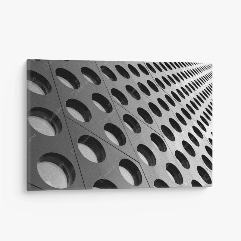 Tableau sur toile motif architectural géométrique en noir et blanc – Wallnifity®
