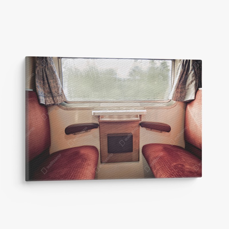 Tableau sur toile calme rétro : cabine de train sous la pluie – Wallnifity® Tableau sur toile calme rétro : cabine de train sous la pluie – Wallnifity®