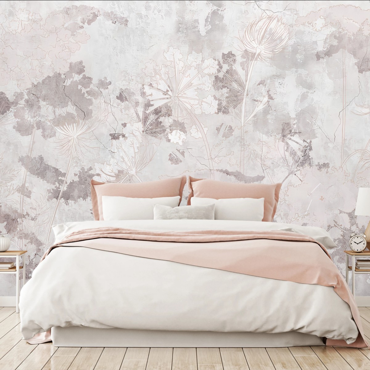 Papier peint PASTEL FLEURI BOTANIQUE DOUX ÉLÉGANT POUR CHAMBRE – Wallnifity®