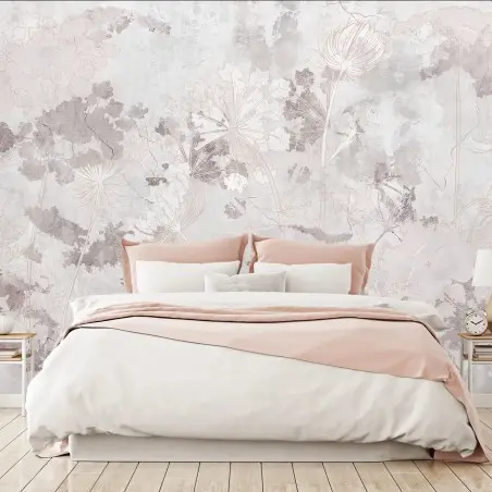 Papier peint PASTEL FLEURI BOTANIQUE DOUX ÉLÉGANT POUR CHAMBRE – Wallnifity®