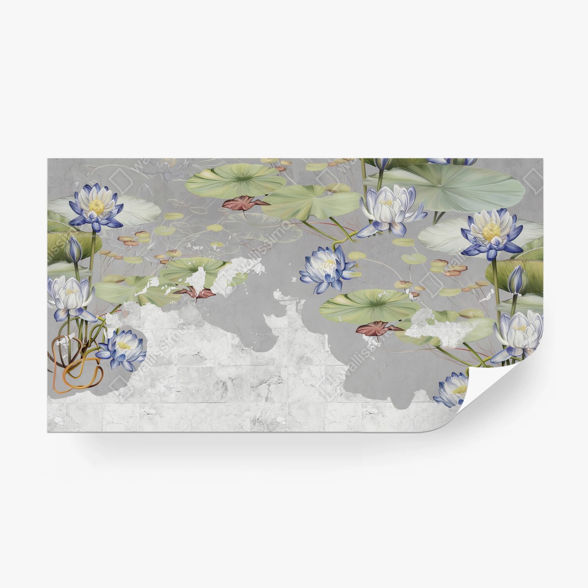 Papier peint LOTUS NENUPHAR FLEUR BOTANIQUE ETANG POUR SALON – Wallnifity®