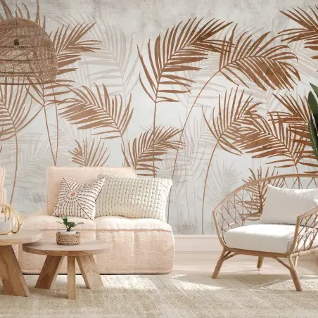 Papier peint PALMIER FEUILLE NEUTRE MODERNE SCANDI POUR SALON – Wallnifity®