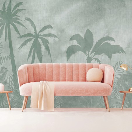 Papier peint PALMIER JUNGLE BOTANIQUE VERT FEUILLE POUR SALON – Wallnifity®