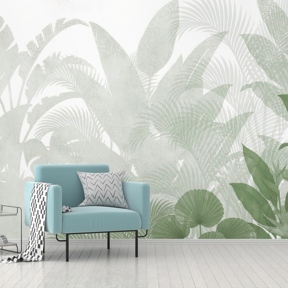 Papier peint VERT FEUILLES PLANTES NATURE MOTIF POUR SALON – Wallnifity®