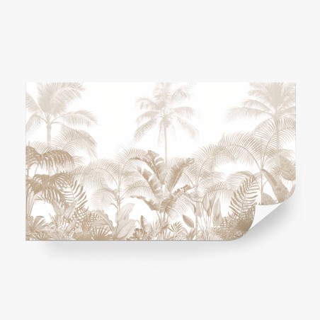 Papier peint PALMIER FEUILLES TROPICAL BEIGE NATURE POUR SALON – Wallnifity®