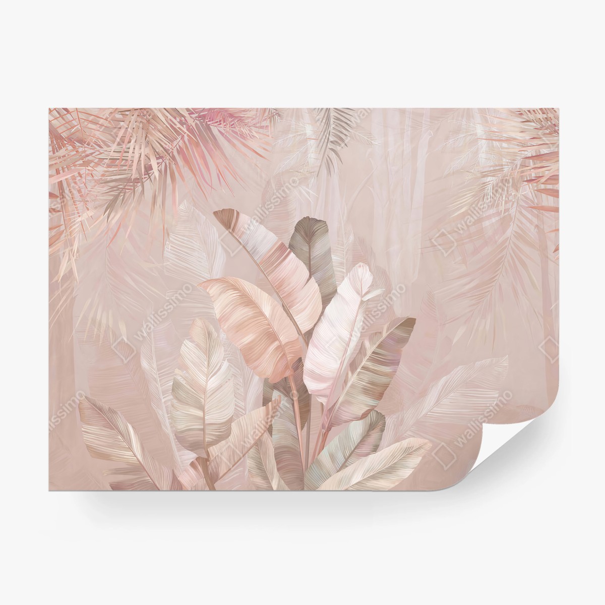 Papier peint ROSE BOTANIQUE PASTEL FEUILLES DOUCES POUR CHAMBRE – Wallnifity®