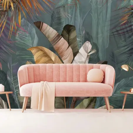 Papier peint TROPICAL FEUILLE VERTE JUNGLE NATURE POUR SALON – Wallnifity®