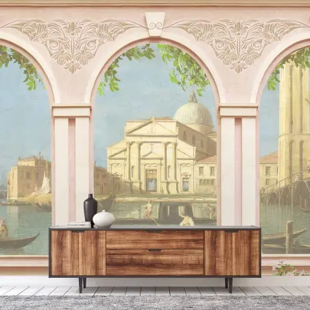 Papier peint VENISE CANAL GONDOLE VILLE PAYSAGE POUR SALON – Wallnifity®