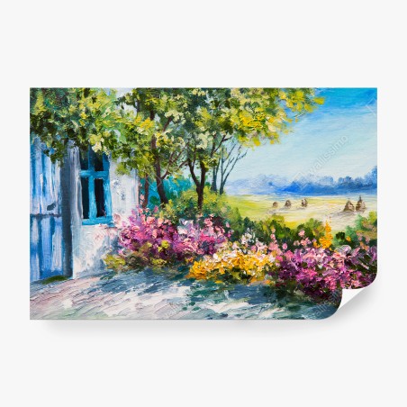Papier peint JARDIN ART FLEURS ÉTÉ MAISON POUR LE SALON – Wallnifity®